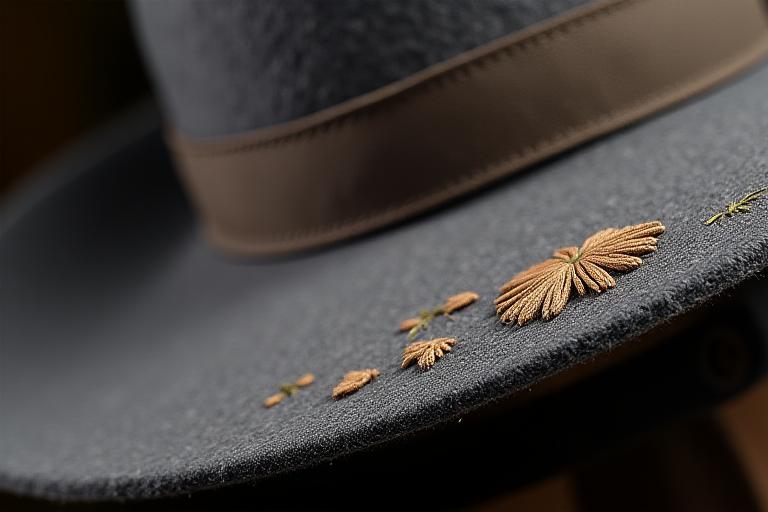 Dettaglio cappello serie Il Poeta in feltro pregiato